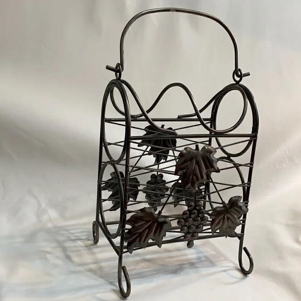Grapevine Wrought Iron 2 Bottle Wine Rack Storage Holder Home Bar Entertaining